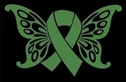 Gall Bladder Bile Duct Butterfly Wings Cancer Ribbon Vinyl Decal | Green | Made in USA by Foxtail Decals | for Car Windows, Tablets, Laptops, Water Bottles, etc. | 4.5 x 2.8 inch