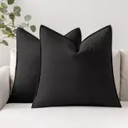 Pack of 2 Pillow Covers 18x18 Inch Decorative 18" x 18" (Pack of 2) Black