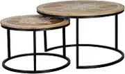 Set of 2 Mesas en Madera de Mango y Base de Hierro