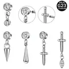 16g G23 Titanium Labret Lip Stud Drop Dangle Stud Earring Helix Tragus Piercing