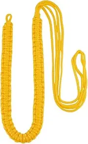 GOMAKERER 2 Pcs Shoulder Cord Single Braid, Polyester Staff Lanyard Shoulder Aiguillette Wire Cord Durable Military Style Shoulder Cord for Dress Uniforms Ceremonial Cosplay, Gold, 110x2.3x1cm