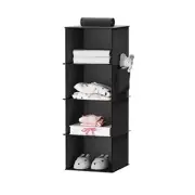 Hanging Closet Organizer 4-Shelf Closet Hanging Storage Shelves Black