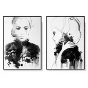 NNEDSZ Wall Art 90cmx135cm Watercolor Sketch 2 Sets Black Frame Canvas