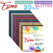 20 Colors 20pcs Glitter Heat Transfer Vinyl 12"x10" T-Shirt HTV Bundle Cricut