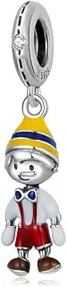 [LES FOLIES DI PAOLA GRIECO] Pinocchio Fairy Tale Collodi Wooden Doll Geppetto Fits Disney 925 Silver Charm - Les Folies Fits Pandora Sterling Silver Cubic Zirconia, Sterling Silver, Cubic Zirconia