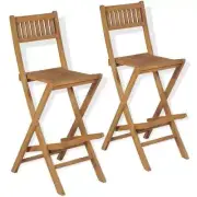 NNEVL Folding Outdoor Bar Stools 2 pcs Solid Teak Wood