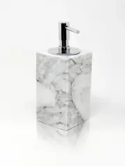 Elegant White Marble Stone Hand Soap Dispenser Modern Luxe Bathroom Accessory