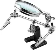 Helping Hands Magnifier Stand with Dual Alligator Clips Adjustable – FEITA 5X Magnifying Glass Perfect for Soldering, Crafting, Hobby, Micro Objects