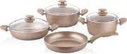 7-Piece Granite Non-Stick Cookware Set, Cooking Set, Compatible with All Stovetops, PFOA Free (Gold Ochre)