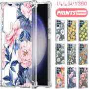 For Samsung S24 S23 S22 S21 FE Ultra Plus Clear Patterned Case Shockproof Cover