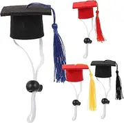 PENIKOKO 4Pcs Pet Graduation Caps Stylish Graduation Hats for Dogs and Cats and Photo Souvenirs and Colors with Tassels
