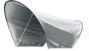 Tunnel tarp, arch-shaped tarp, storage bag with pegs, easy setup, tent connectio