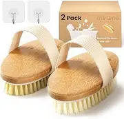 Metene Dry Brushing Body Brush with Soft and Stiff Natural Bristles, 2 Pack - Deep Cleansing, Massaging, Gentle Exfoliation, Circulation Improvement