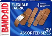2 PACK Johnson & Johnson Flexible Fabric Assorted Band-Aids Band-Aids 100/box