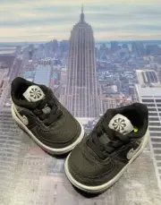 Nike Air Force 1 Crater Black/White-Volt TD Toddler Size 2c DH4089 001 New