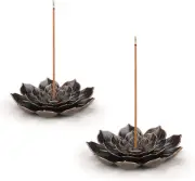 Incense Burner 2 Pack Lotus Stick Holder with 6 Holes Detachable Ash Catcher Tra