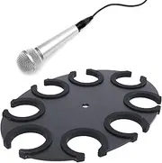 Multi Mic Holder, 3/8 Inch Thread Interface Multi Microphone Holder, Wired and Mic Stand Tray Attachment Holds Up to 8 Mics Organizer