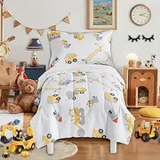 4 Pieces Toddler Bedding Set for Boys Toddler Bed Set - 1 Toddler Comforter + 1 Toddler Fitted Sheet +1 Flat Sheet +1 Pillowcase