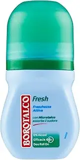 Borotalco:"Fresh" Active Freshness Deodorant with Microtalc * 1.69 Fluid Ounces (50ml) Deo Roll On * [ Italian Import ]