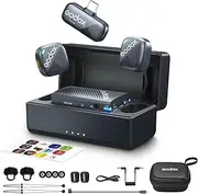 GODOX Cube-C Combo Kit2, Wireless Lavalier Microphone, 48kHz 24-bit Float Recording, 1000ft.(300m) Range, 40H Battery with Charging Case,Double Audio Backup, Mini Microphone for Camera/Phone/Android