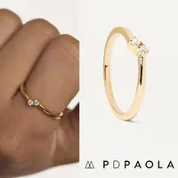 在飛比找momo購物網優惠-【PD PAOLA】西班牙時尚潮牌 圓形明亮切割雙鑽戒指 簡