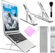 Laptop Stand,Adjustable Aluminum Laptop Tablet Stand,Foldable Portable Desktop Holder,Computer Stand,with Laptop Cleaning Towel (Non-Fixed Color) and Cleaning Brush