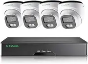 4 Megapixel (4MP) All-Aluminum Waterproof IP67 Security Camera System, 4-Channel NVR with 4 POE Cameras & 2TB HDD, Dual-Light Night Vision