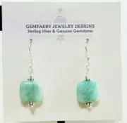 Sterling Silver Petite AMAZONITE Gemstone Dangle Earrings #4512...Handmade USA
