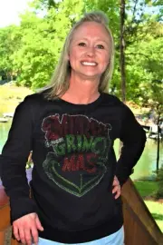 Christmas Merry Grinchmas rhinestone bling sweatshirt S M L XL 2X 3X 4X5X