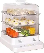 3 Tiered Food Steamer, 22L Vegetable Steamer with 6 Preset Cooking Modes, 9 Seconds Fast Steam, Stainless Steel Steam Rack, 800W Steaming Cooker for Veggies, Meats, Rice, Buns