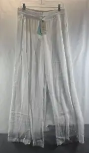 Prana White Fernie Beach Pant Flowy Modal M Coverup Casual Pockets NWT Womens
