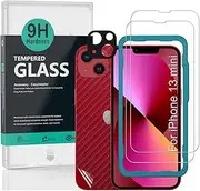 Ibywind Screen Protector for iPhone 13 mini(5.4"), [Pack of 2] with Camera Lens Protection (Metal Material),Back Carbon Fiber Film,Including Easy Install Kit