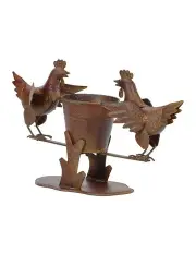 [Willow & Silk] 2 Garden Chooks With Pot Planter On Base 26cm in Rust