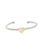 Juvell 18K Two-Tone Plated Mother-of-pearl Heart Bangle Bracelet