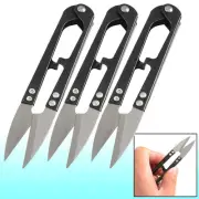 3 Pcs Black Handle Tailor Craft Yarn Spring Scissors Stitch Shear Sewing Tool
