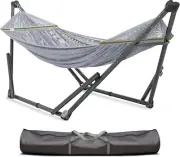 Hammock, 30s Foldable Hammock with Stand, 550 lbs Capacity Camping Hammock Stand