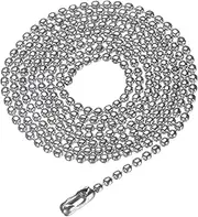 [uxcell] Stainless Steel Ball Chain 1.5mm 21.7" Length 316L Round Bead Necklace Dog Tag Pull Chains with Connectors Clasps for Men Women Jewelry Making Bracelets Keychain, Silver