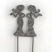 Wedding Cake Topper Two Brides Couple Rhinestone 3.5 X 8 in