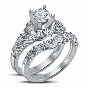 Unique Design 1.90CT White Round Shape Solitaire Engagement Ring Set 935 Silver