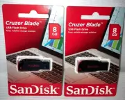 2 NEW SanDisk Cruzer Blade 8gb USB Flash Pen Drives SDCZ50-008G-B35 Thumb Drive