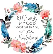 Fabric Panel 8"x8" Psalm 30:2 Scripture 100% Cotton Quilting Sewing Block R2207