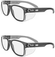 MAGID Iconic Y50 Design Series Safety Glasses with Side Shields | ANSI Z87+ Performance, Scratch & Fog Resistant, Reduce Eye Strain & Fatigue, Cloth Case Included, 2 Pair, Clear Lens, 2