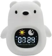 3-In-1 Silicone Night Light White Noise Soother & Clock Learner Trainer Kids –