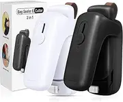[EZCO] 2-Pack Bag Sealer Mini, Handheld Bag Heat Vacuum Sealer, 2 in 1 Heat Sealer & Cutter Portable Bag Resealer Machine for Plastic Bags Storage Food Snack Cookies Fresh (Battery Included)