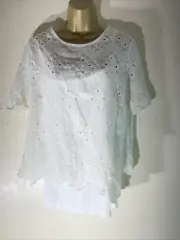 BNWT Womens Next Uk 14 Ivory Floral Lace Overlay Short Sleeve Casual Blouse Top