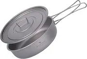 Boundless Voyage Titanium Frying Pan with Lid Portable Folding Handles Outdoor Camping Skillet Griddle Ultralight Cookware Hiking Backpacking Ti2065C