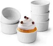 White Porcelain Ramekins, 220ML Ramekins Souffle Dish,Baking Cups for Souffle, C