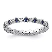 Sterling Silver Stackable Diamond & Lab Created Sapphire Ring Size 7 for Women