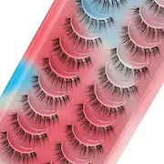 False Eyelashes Transparent Band Russian Strip Lashes D Curl Wispy Natural Look Faux Mink Lashes Like Eyelash Extension Fluffy Cat Eye Eyelashes Pack (AKGFD11)