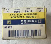 SQUARE D 9999SX12 ELECTRICAL INTERLOCK 1NC TYPE S SIZE 00-2 SERIES A, New in Box
